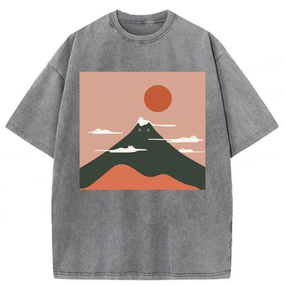 Tokyoviva Funny Cat Mountain Washed T-shirt