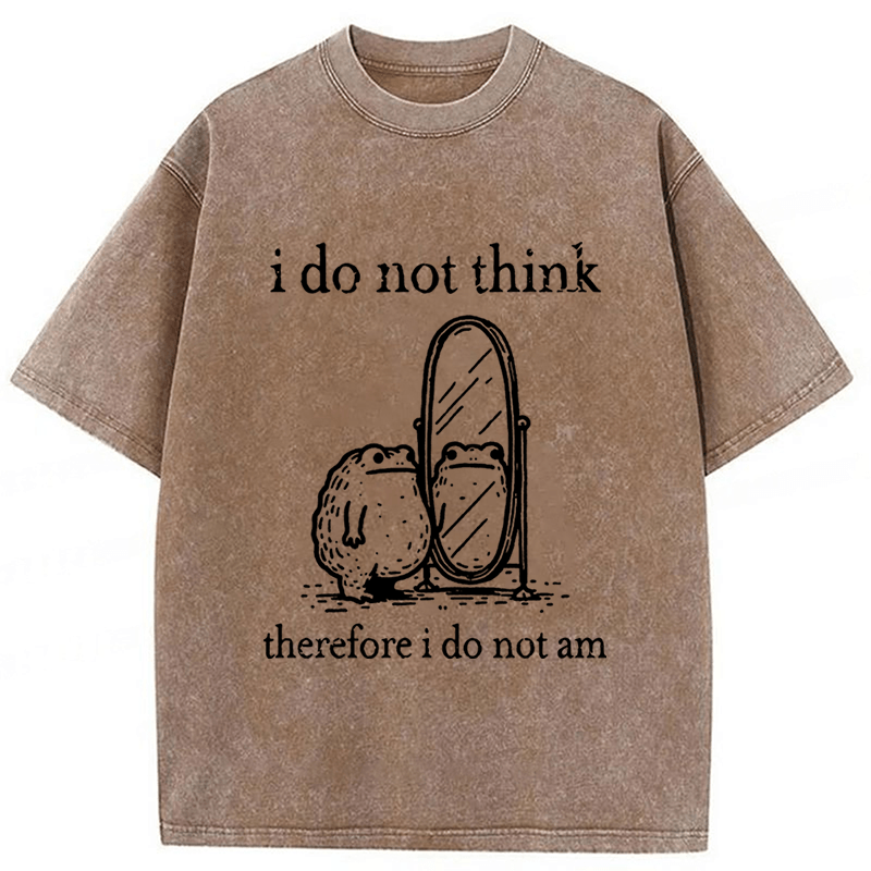 Tokyoviva Frog I Do Not Think Therefore I Do Not Am Washed T-shirt