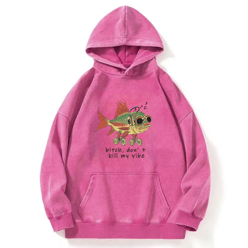 Cheerful Music Fish Washed Hoodie