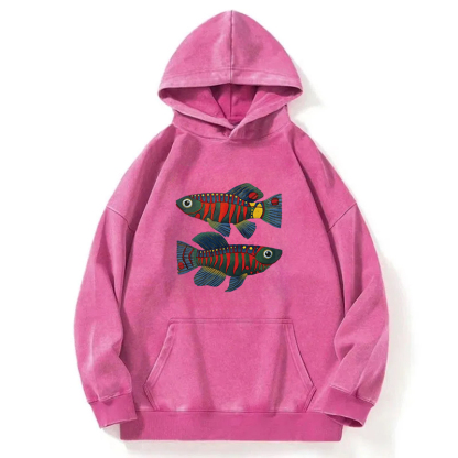Colorful Fish Washed Hoodie