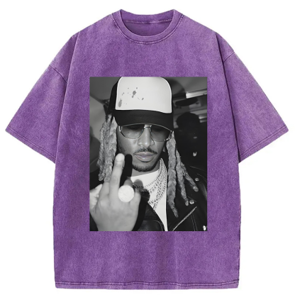 Retro Future Hiphop Rapper Washed T-Shirt
