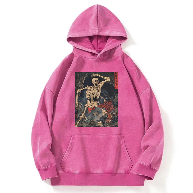 Japanese Horror Skeleton Washed Hoodie