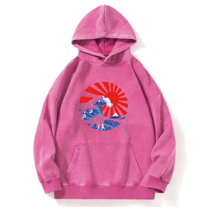 Japanese Wave Flag Washed Hoodie