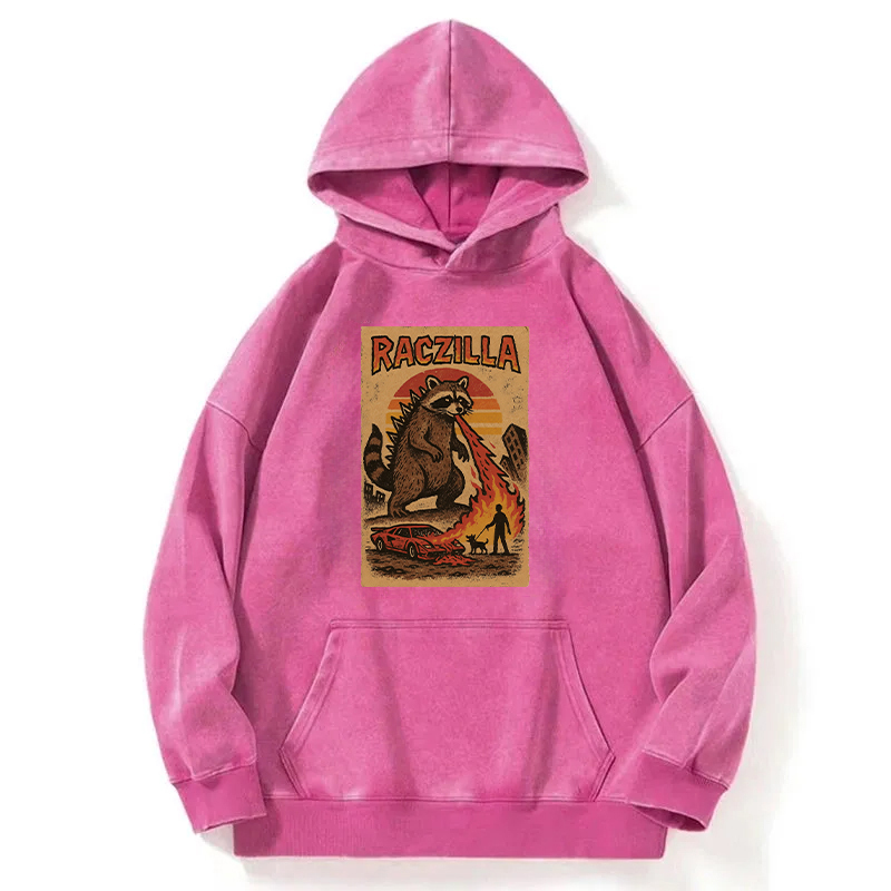Funny Raczilla Washed Hoodie