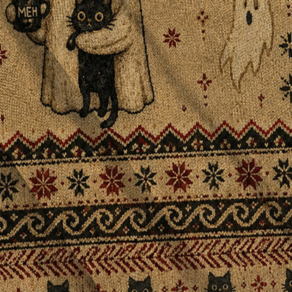 Baddiecat Halloween Ghost Black Cat Ugly Sweatshirt