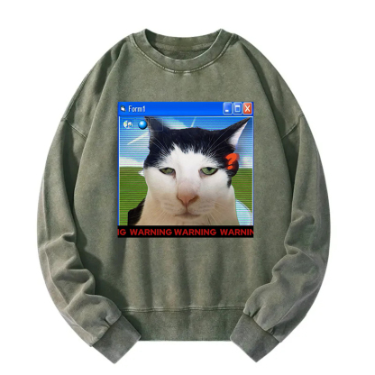 Warning Cat Washed Sweatshirt