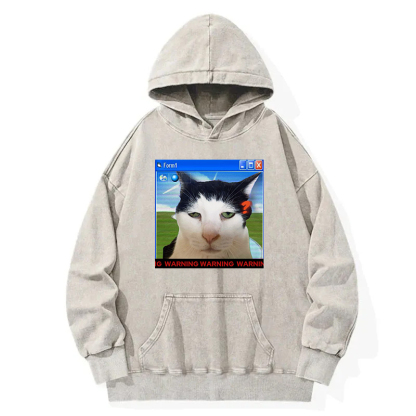 Warning Cat Washed Hoodie