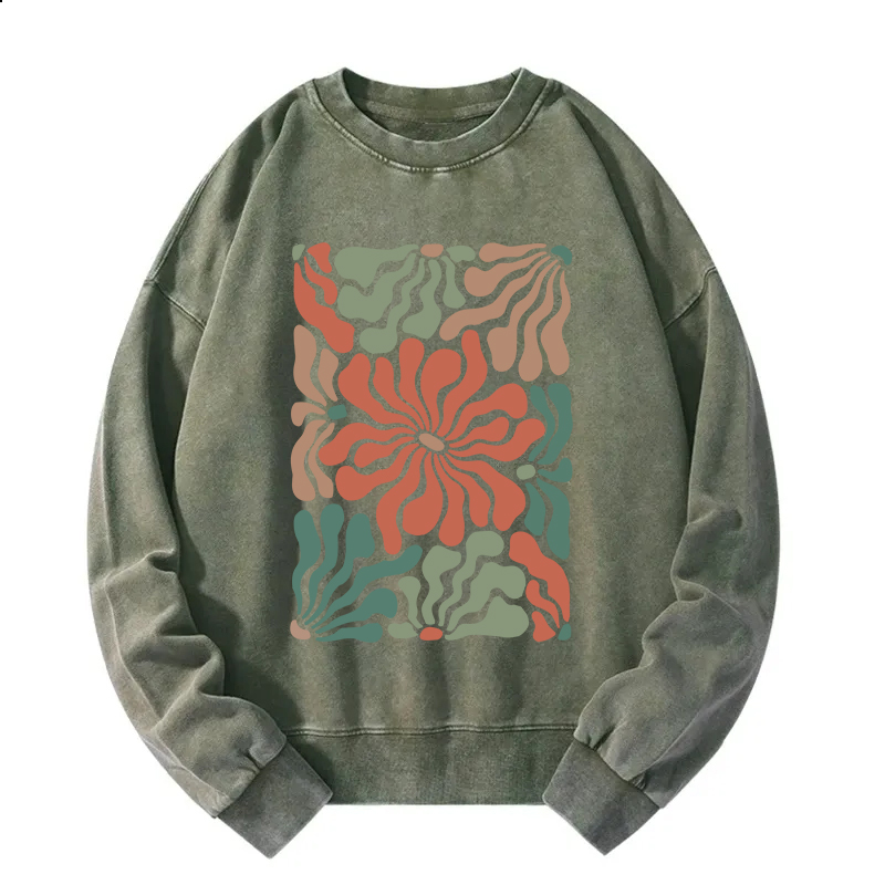 Floral Abstract Art Washed Sweatshirt