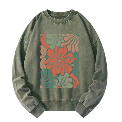 Floral Abstract Art Washed Sweatshirt