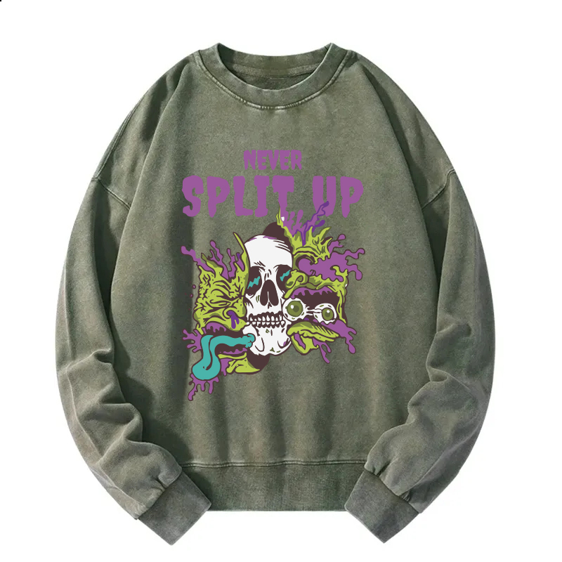 Never Split Up Skeleton Monster Washed Sweatshirt