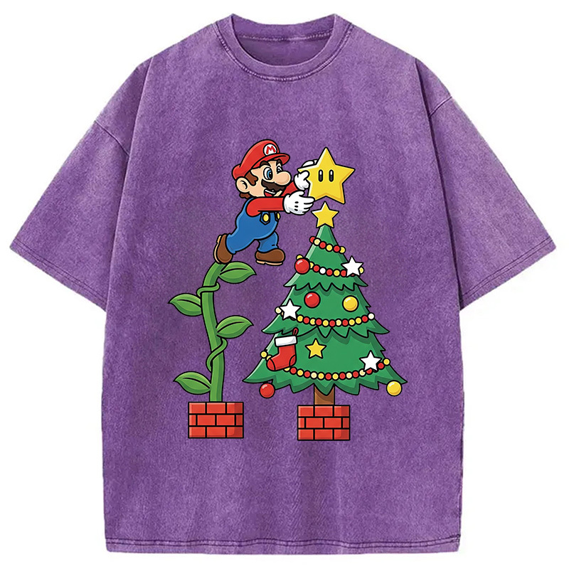 Super Mario Christmas Washed T-Shirt