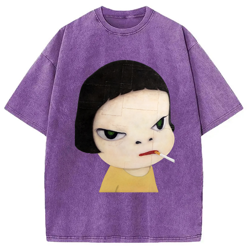 Too Young To Die Smoking Girl Washed T-Shirt
