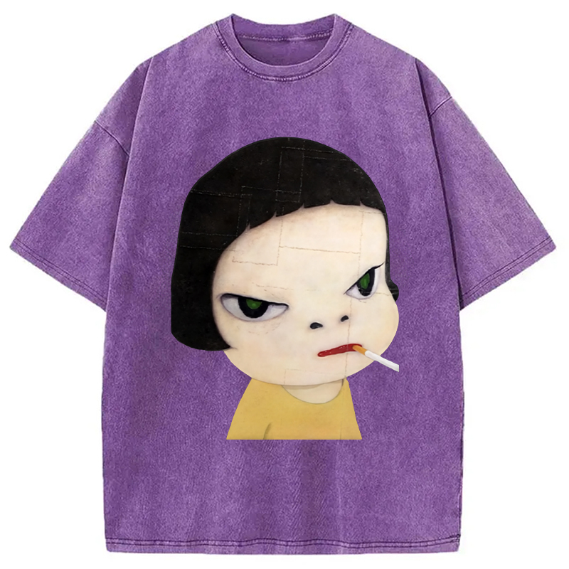 Too Young To Die Smoking Girl Washed T-Shirt