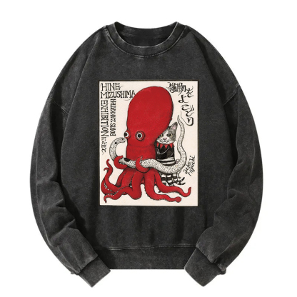 The Cat Controls The Octopus Washed Sweatshirt