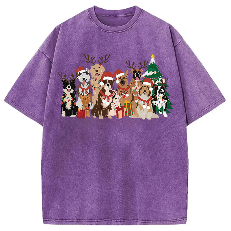 Christmas Dogs Washed T-Shirt