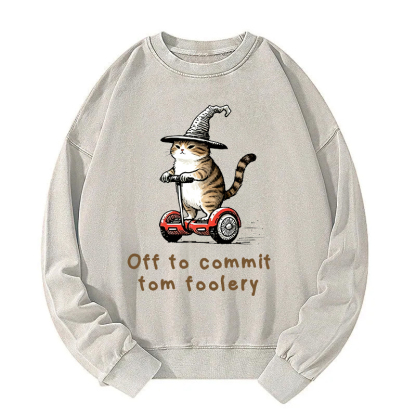Off To Commit Cat Washed Sweatshirt