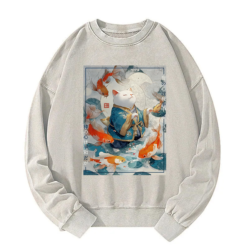 A Cat's Zen Washed Sweatshirt