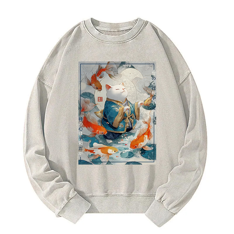A Cat's Zen Washed Sweatshirt