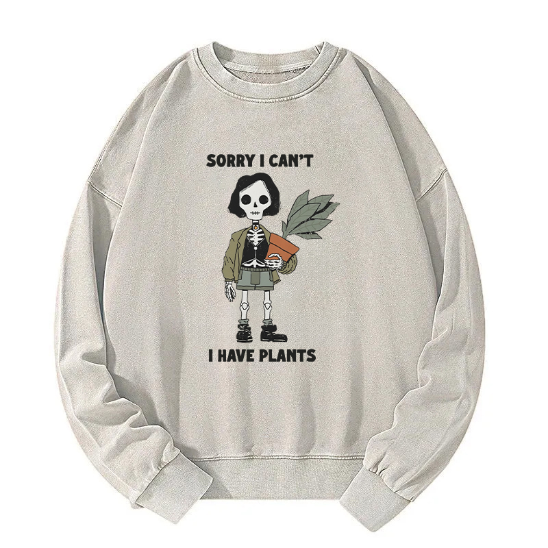 Tokyocanvas Skeleton Girl Holds A Plant Washed Sweatshirt