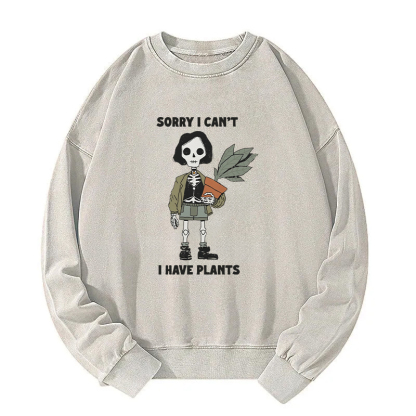 Skeleton Girl Holds A Plant Washed Sweatshirt