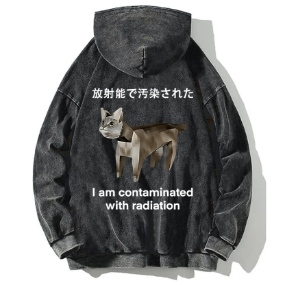 Cat Contaminated By Radiation Back Washed Hoodie