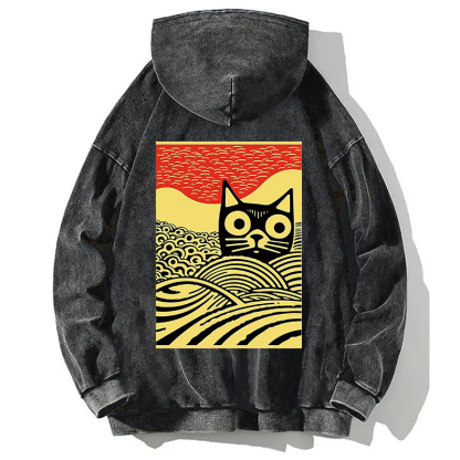 Meow Kawaii Cat Japanese Back Washed Hoodie