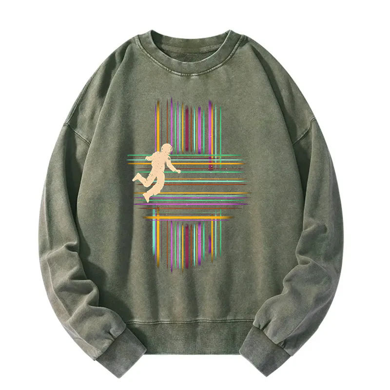 Five-Dimensional Linear Space Washed Sweatshirt