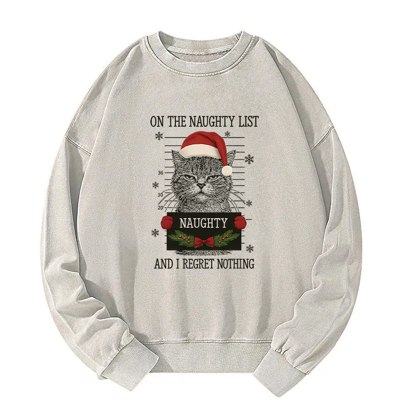 Christmas Naughty Cat Washed Sweatshirt