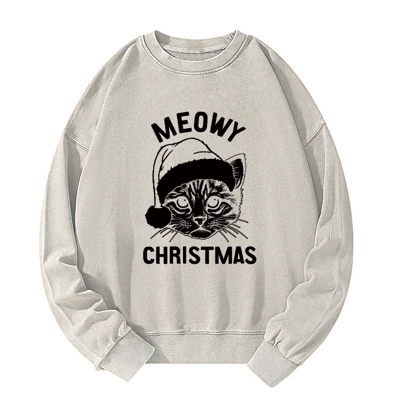 Meowy Christmas Washed Sweatshirt