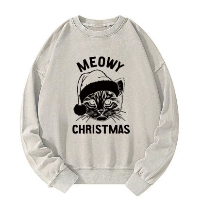 Meowy Christmas Washed Sweatshirt