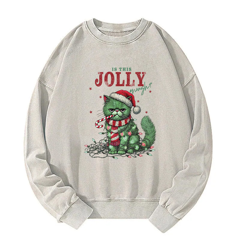 Christmas Grumpy Cat Washed Sweatshirt