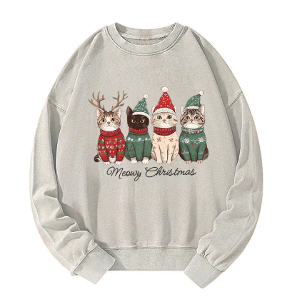 Meowy Christmas Cats Washed Sweatshirt