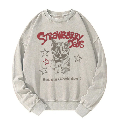 Strawberry Jams Cat Star Washed Sweatshirt