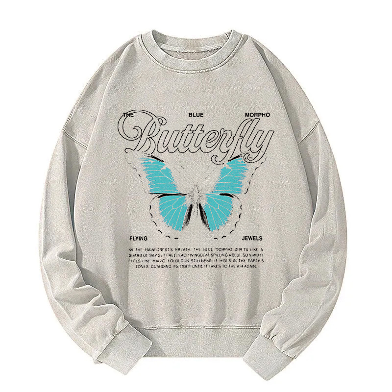 Flying Jewels Butterfly Washed Sweatshirt