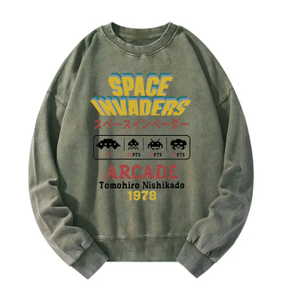 Space Invaders Washed Sweatshirt