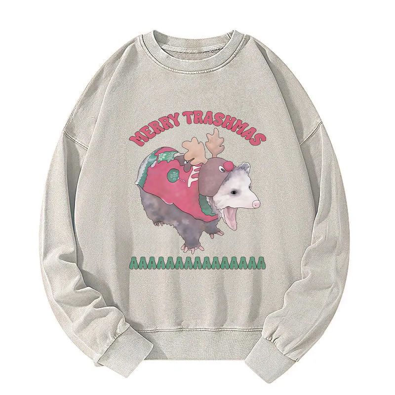 Merry Trashmas Opossum Washed Sweatshirt