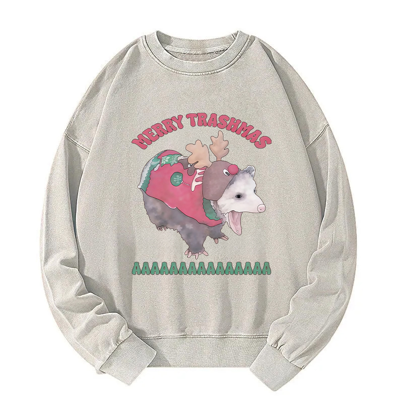 Merry Trashmas Opossum Washed Sweatshirt