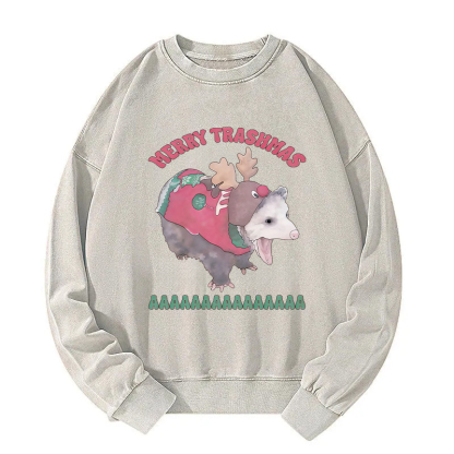 Merry Trashmas Opossum Washed Sweatshirt