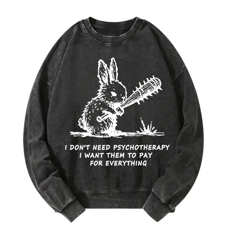Violent Rabbit Funny Washed Sweatshirt