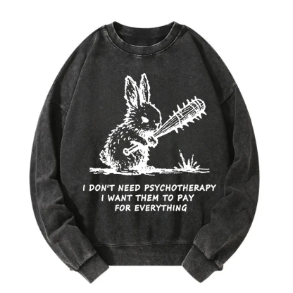 Violent Rabbit Funny Washed Sweatshirt
