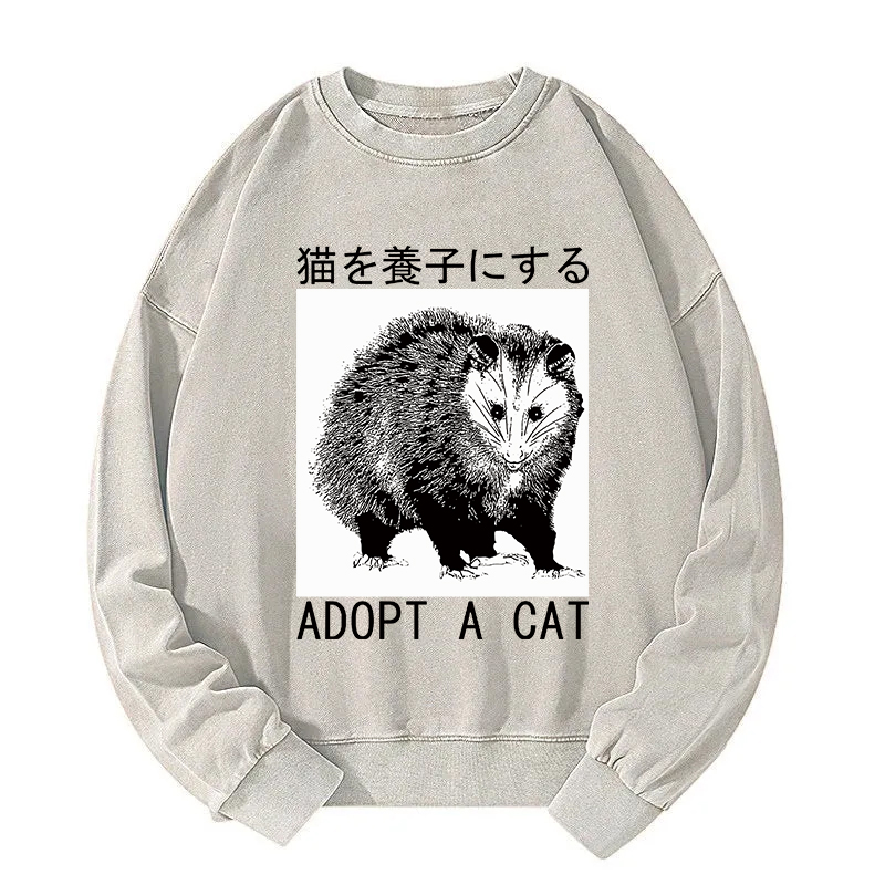 Adopt a Cat Japanese Opossum Washed Sweatshirt
