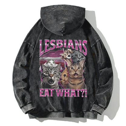 Lesbians Eat What?! Funny Back Washed Hoodie