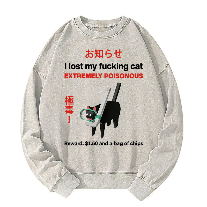 Find The Toxic Cat Funny Washed Sweatshirt