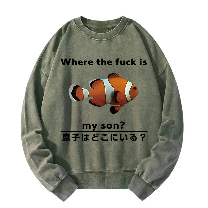 Fish Looking For Son Washed Sweatshirt