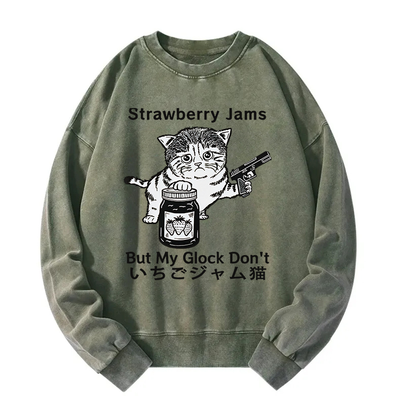 Strawberry Jam Cat Washed Sweatshirt