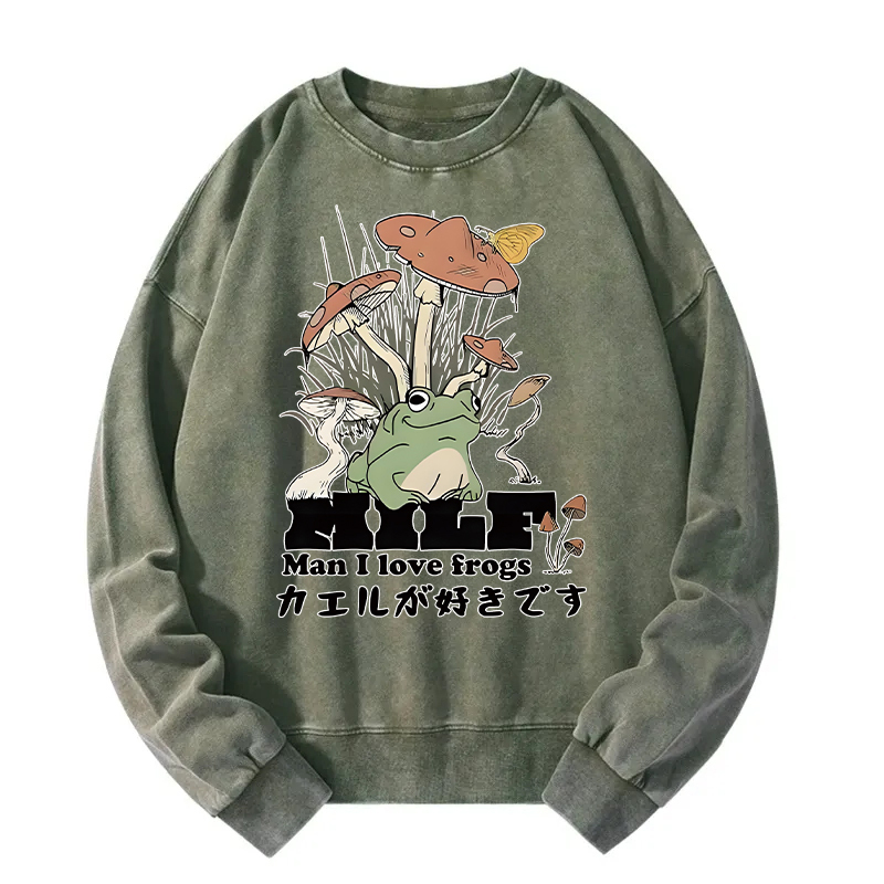 Man I Love Frogs Washed Sweatshirt