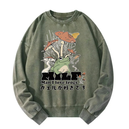 Man I Love Frogs Washed Sweatshirt