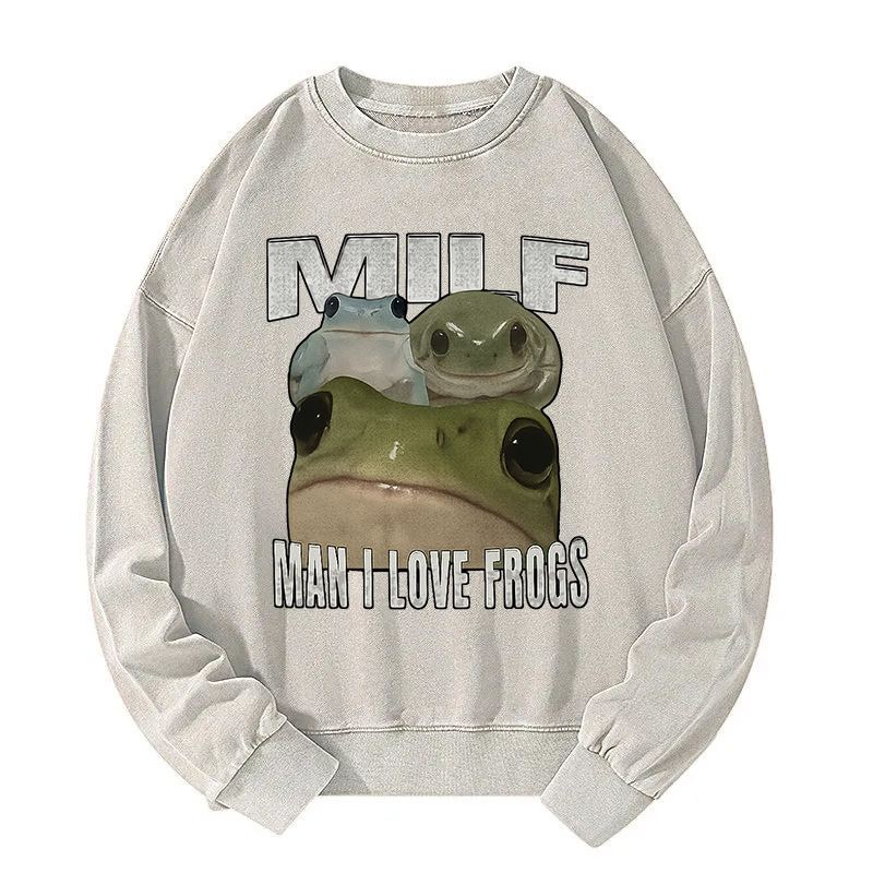 Man I Love Frogs Washed Sweatshirt