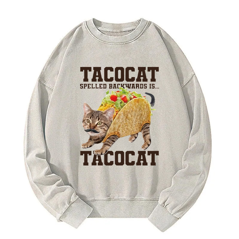 Tacocat Silly Cat Meme Washed Sweatshirt