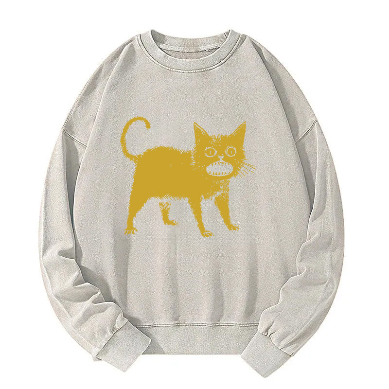 Horrible Japanese Cat Washed Sweatshirt